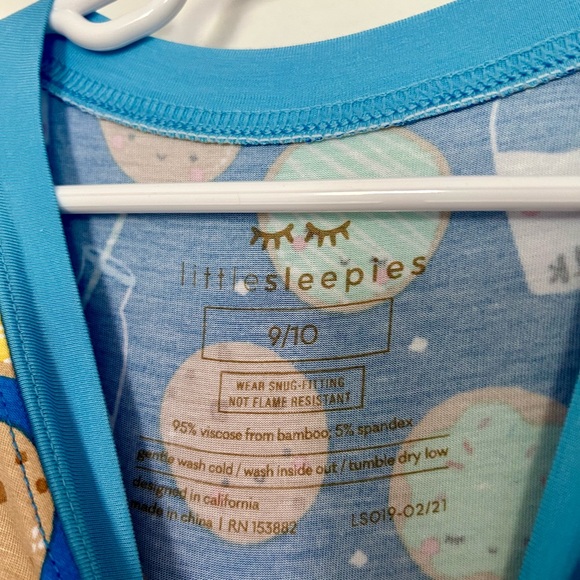Little Sleepies Milk and Cookies Blue Long Sleeve PJ Set NWOT 9/10 Bamboo - Picture 3 of 3